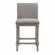 Pemberly Row Spindle Counter Stool w/ Brushed Gray Frame and Dove Gray Fabric