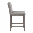 Pemberly Row Spindle Counter Stool w/ Brushed Gray Frame and Dove Gray Fabric