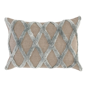 Pemberly Row 14x20&quot Transitional Fabric Throw Pillow in Natural/Blue