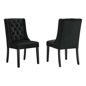 Pemberly Row 20&quot Tufted Velvet Dining Chairs in Black (Set of 2)