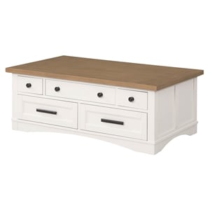 Pemberly Row Wood Cocktail Table with Lift Top in White Finish