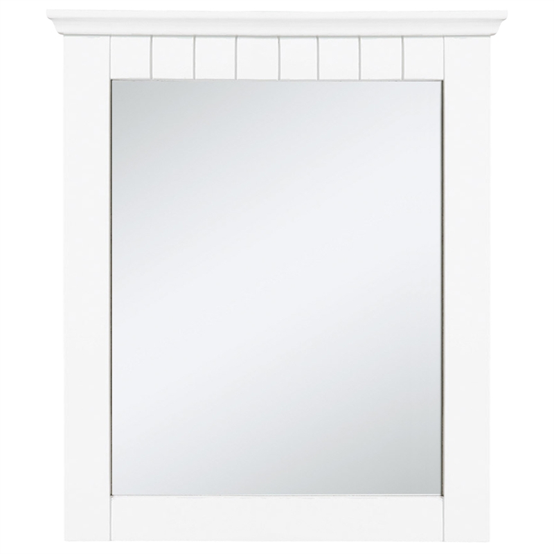 Pemberly Row Cottage Wall Mounted Wood Framed Vanity Mirror in White 21-Inch