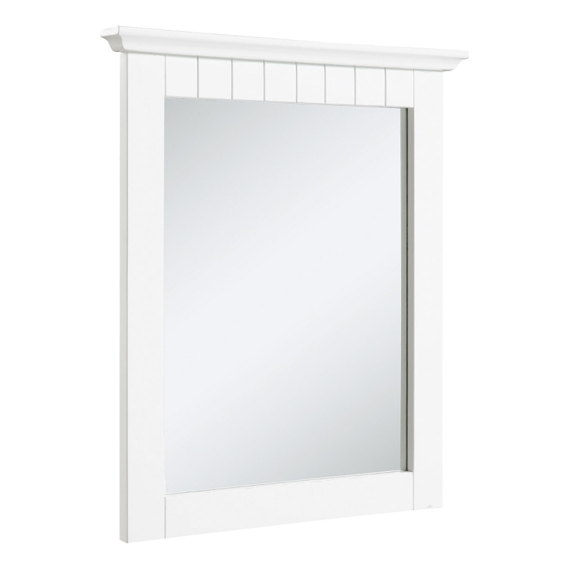 Pemberly Row Cottage Wall Mounted Wood Framed Vanity Mirror in White 21-Inch