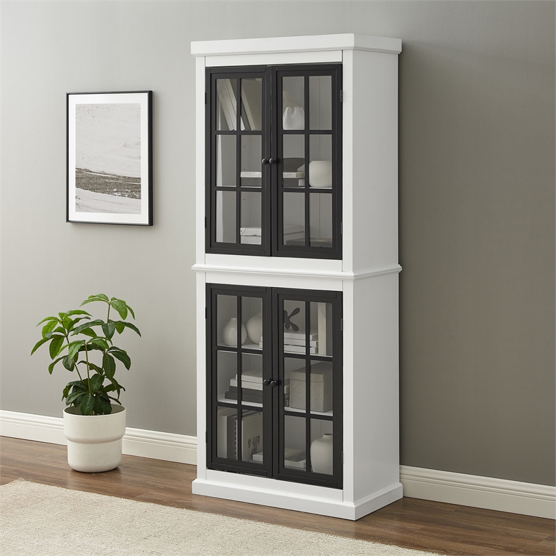 Pemberly Row 4-Door Modern Wood Tall Storage Pantry in White