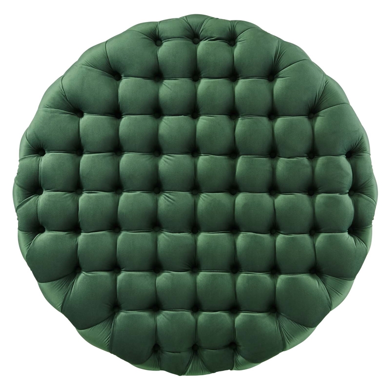 Pemberley Row Velvet Emerald Green Ottoman Round Tufted 40