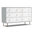 Pemberly Row Modern Wood 6 Drawer Dresser in Weathered White-Gray