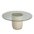 Pemberly Row Contemporary Round Glass Dining Table - Chardonnay