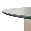 Pemberly Row Contemporary Round Glass Dining Table - Chardonnay