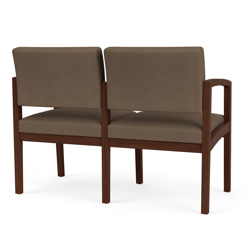 Pemberly Row Reception Waiting 2-Seat Tandem Seating/Walnut Wood/Brown