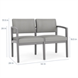Pemberly Row Reception Waiting 2-Seat Tandem Seating/Walnut Wood/Brown