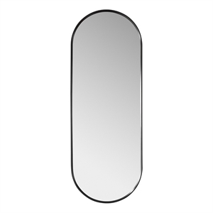 Pemberly Row 48&quot Oval Aluminum Bathroom Vanity Mirror in Brushed Black