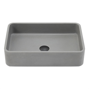 Pemberly Row Rectangular Modern Concrete Stone Vessel Bathroom Sink in Gray