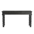Pemberly Row Modern Carved Solid Wood Console Table in Black