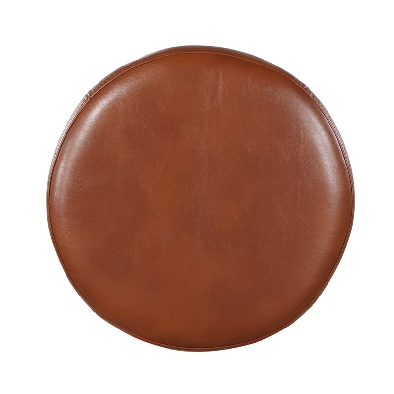 Pemberly Row Caramel Faux Leather and Metal Backless Counter Height Stool