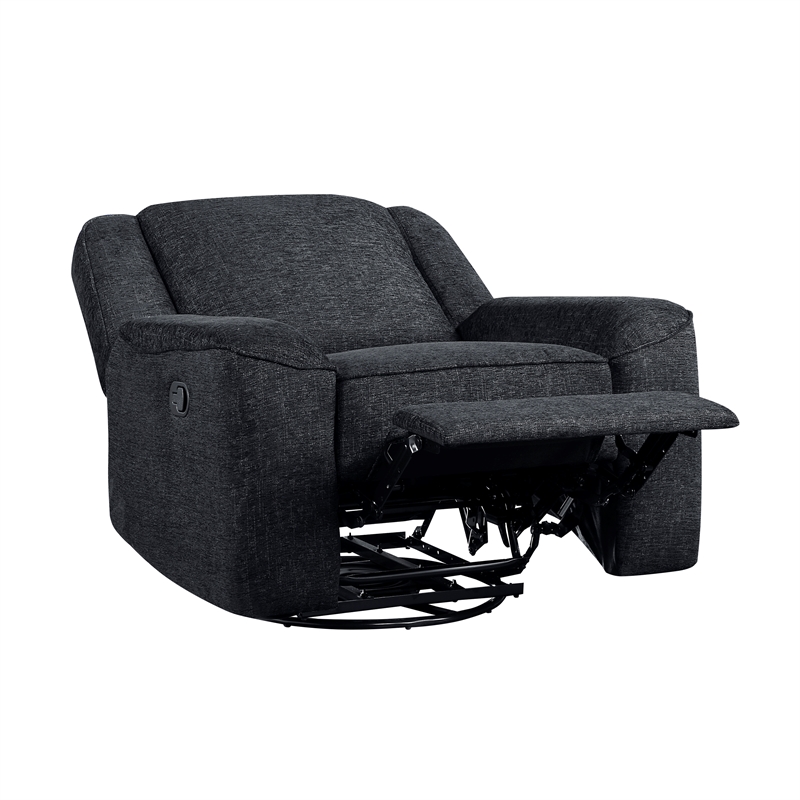 Pemberley Row Chenille Ebony Reclining Swivel Chair Upholstered 22.5