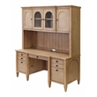 Pemberly Row Modern Wood Credenza and Hutch Wood Office Desk Hutch Light Brown