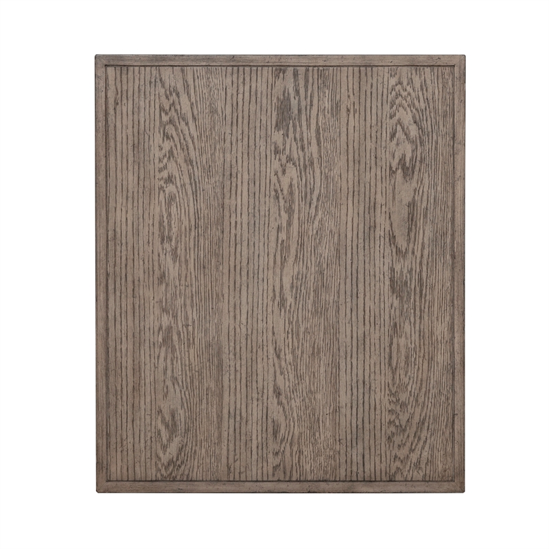 Pemberly Row Modern City Scape Wood End Table in Burnished Beige