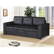 Pemberly Row Contemporary Faux Leather Convertible Sofa in Black