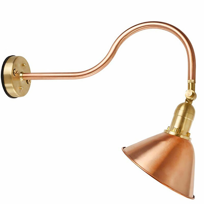 Pemberly Row Metal Adjustable Gooseneck Sign Light in Raw Copper