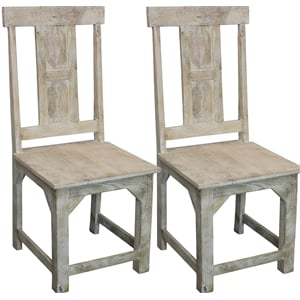 Pemberley Row Mango Solid Wood White Wash Dining Chair Rectangular Farmhouse 18&quot Assembled