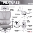Pemberly Row Modern Sport Mesh Fabric Gaming Chair in White/Gray