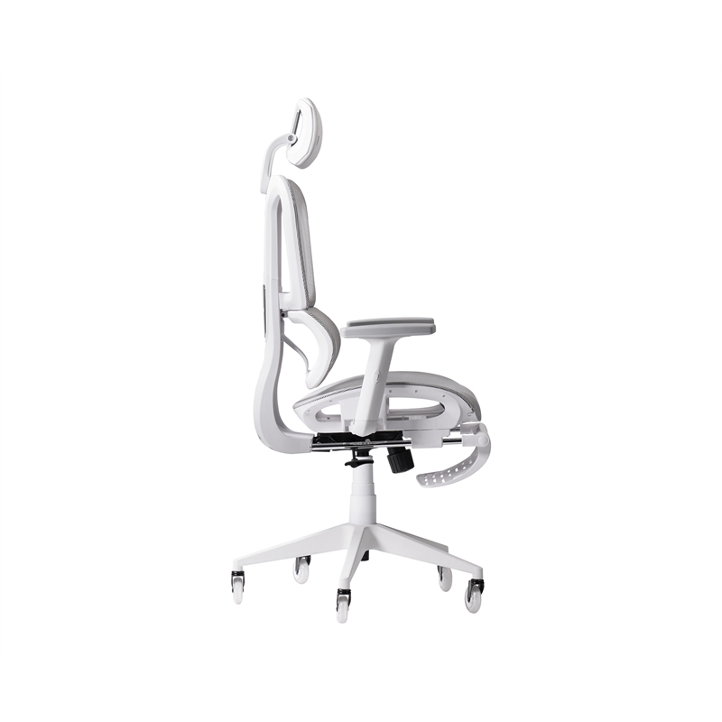 Pemberly Row Modern Sport Mesh Fabric Gaming Chair in White/Gray