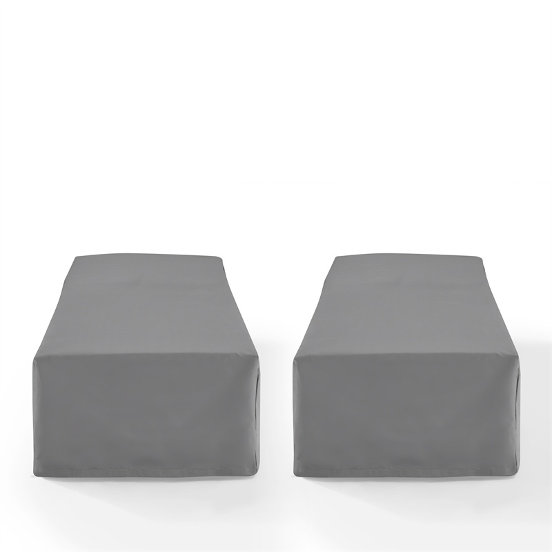Pemberly Row Vinyl Outdoor Chaise Lounge Cover in Gray (Set of 2)