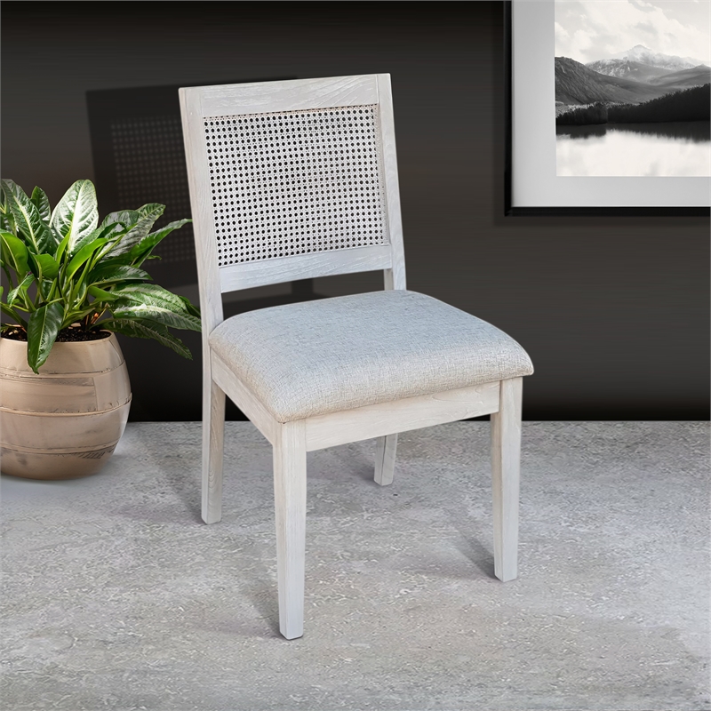 Pemberly Row Modern Cane Back Dining Chair Light Gray (Set of 2)