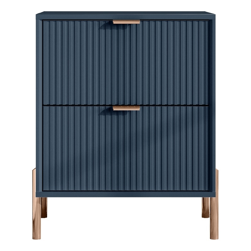 Pemberly Row Modern 2-Drawer Nightstand Bedside Table End Table Furniture - Navy