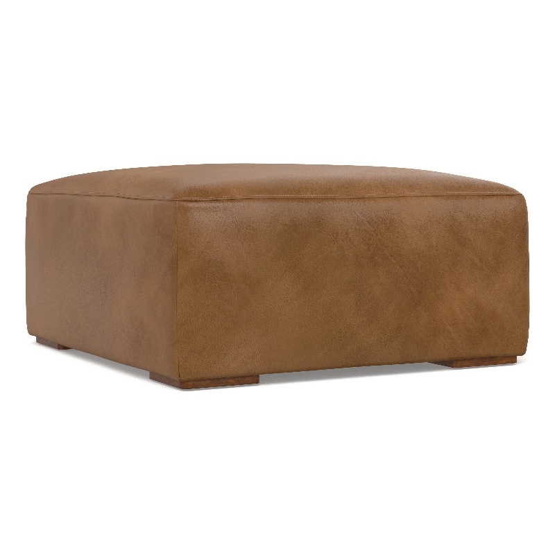 Pemberly Row Modern / Contemporary Ottoman in Brown Genuine Leather