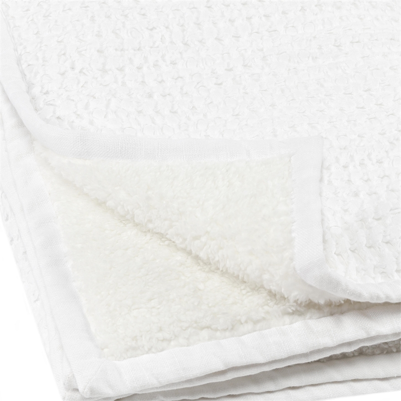Pemberly Row Contemporary Cotton Linen Blend White Throw Blanket
