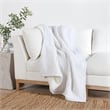 Pemberly Row Contemporary Cotton Linen Blend White Throw Blanket