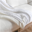 Pemberly Row Contemporary Cotton Linen Blend White Throw Blanket