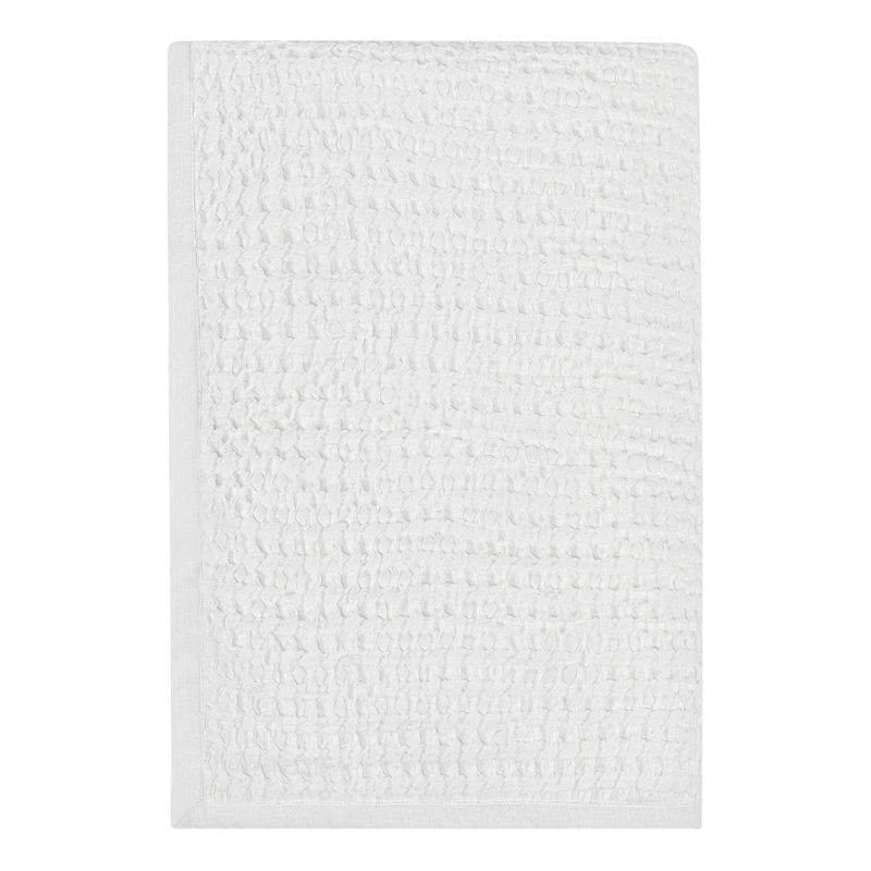 Pemberly Row Contemporary Cotton Linen Blend White Throw Blanket