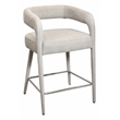 Pemberly Row Comfy Cushioned Metal Counter Chair in Ivory Linen Fabric