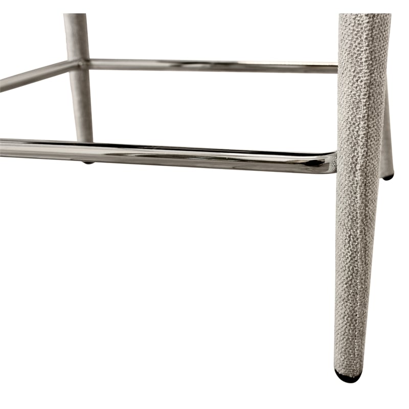 Pemberly Row Comfy Cushioned Metal Counter Chair in Ivory Linen Fabric