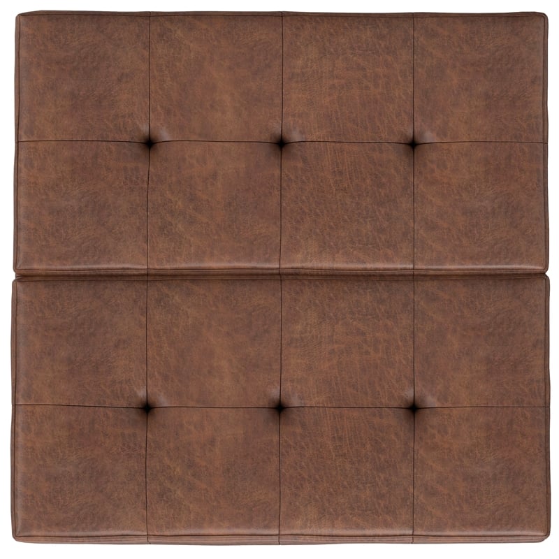 Pemberly Row Lift Top Coffee Table Storage Ottoman - Distressed Saddle Brown