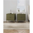 Pemberly Row Nightstand from Engineered Wood in Olive Green - Set of 2