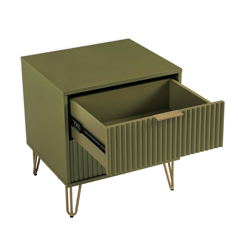 Pemberly Row Nightstand from Engineered Wood in Olive Green - Set of 2
