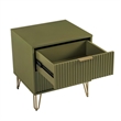 Pemberly Row Nightstand from Engineered Wood in Olive Green - Set of 2