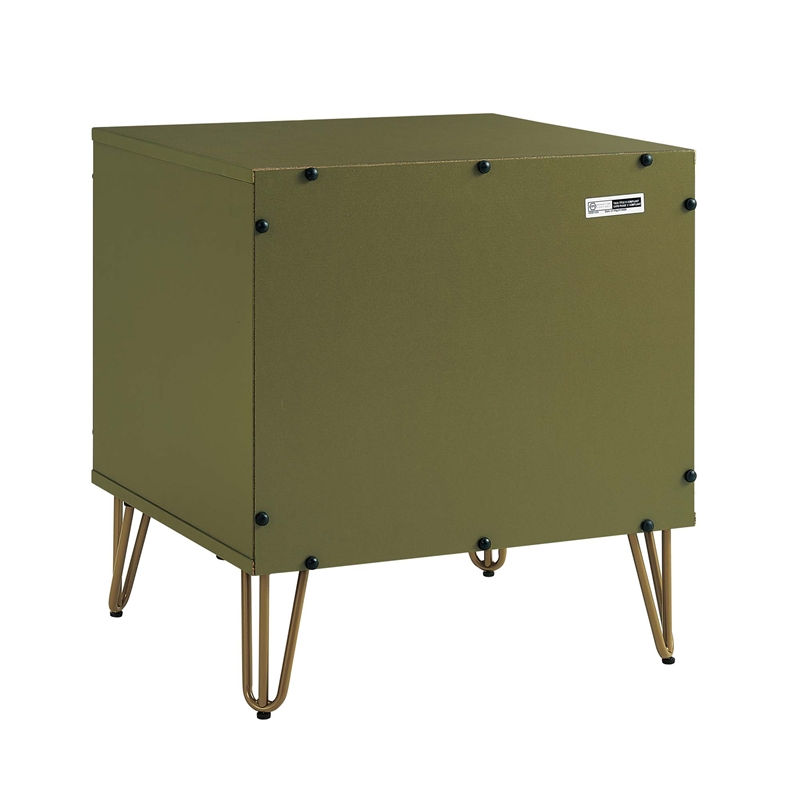Pemberly Row Nightstand from Engineered Wood in Olive Green - Set of 2