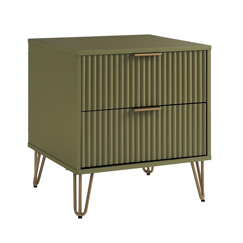 Pemberly Row Nightstand from Engineered Wood in Olive Green - Set of 2