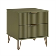 Pemberly Row Nightstand from Engineered Wood in Olive Green - Set of 2