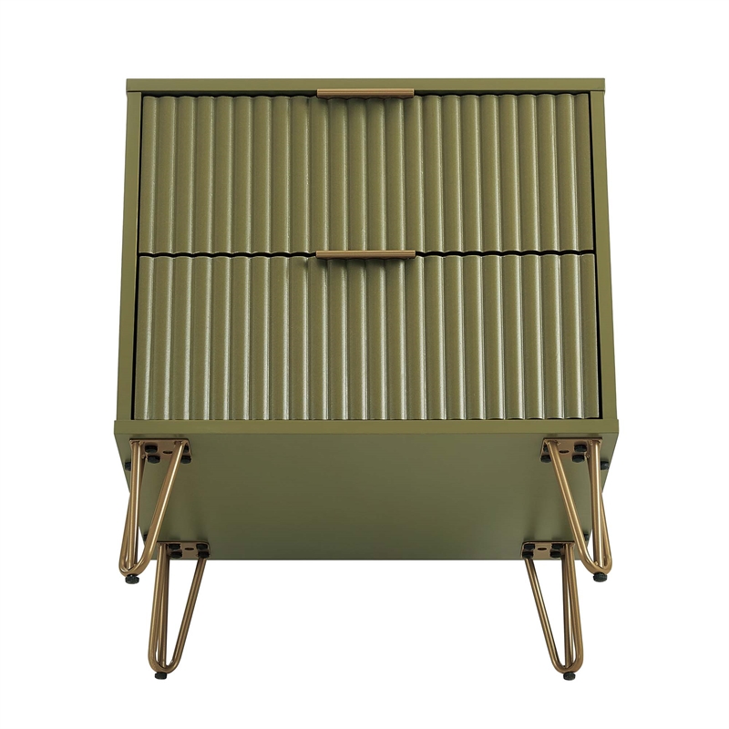 Pemberly Row Nightstand from Engineered Wood in Olive Green - Set of 2