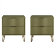 Pemberly Row Nightstand from Engineered Wood in Olive Green - Set of 2