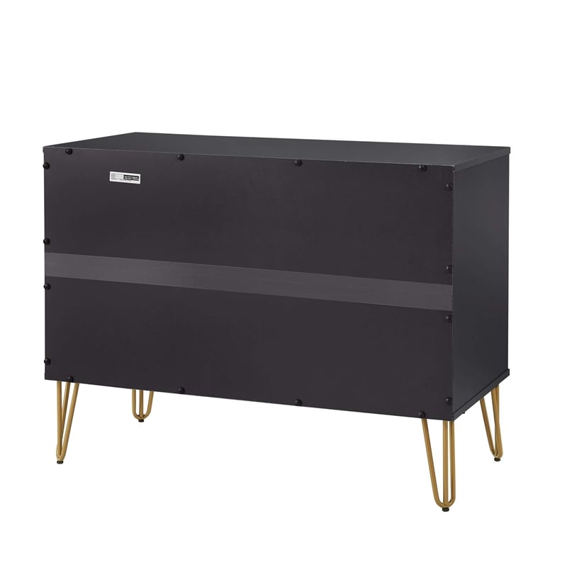 Pemberly Row Modern Engineered Wood Dresser with 3-Drawers in Black