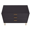Pemberly Row Modern Engineered Wood Dresser with 3-Drawers in Black