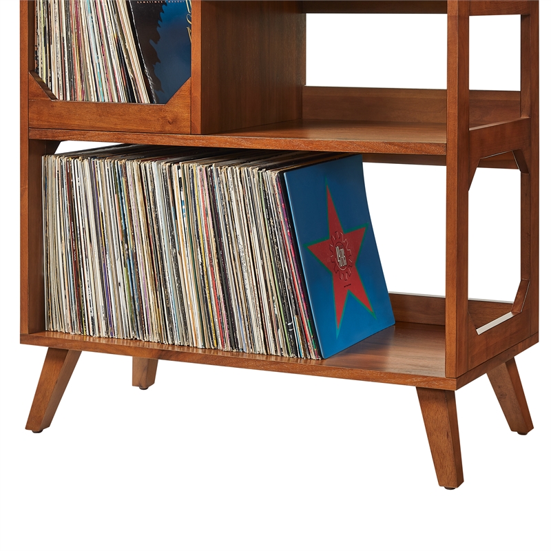 Pemberly Row Contemporary Medium Record Storage Console Walnut