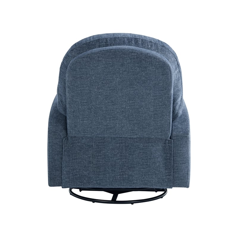 Pemberly Row Swivel Rocker Recliner in Blue Polyeseter Fabric