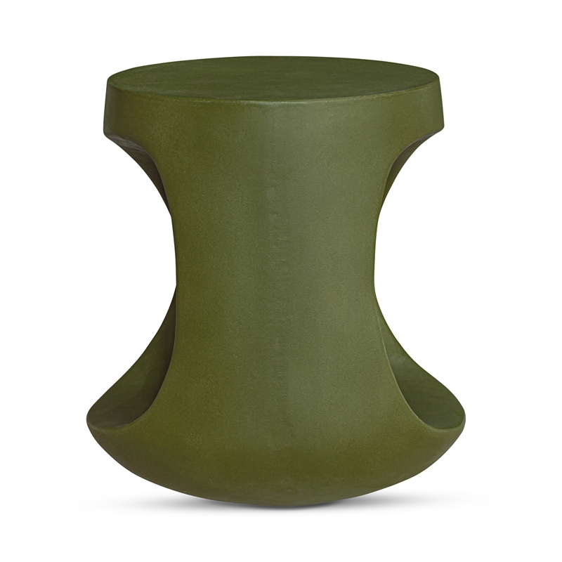Pemberly Row Contemporary Outdoor Stool Green Stone Side Tables